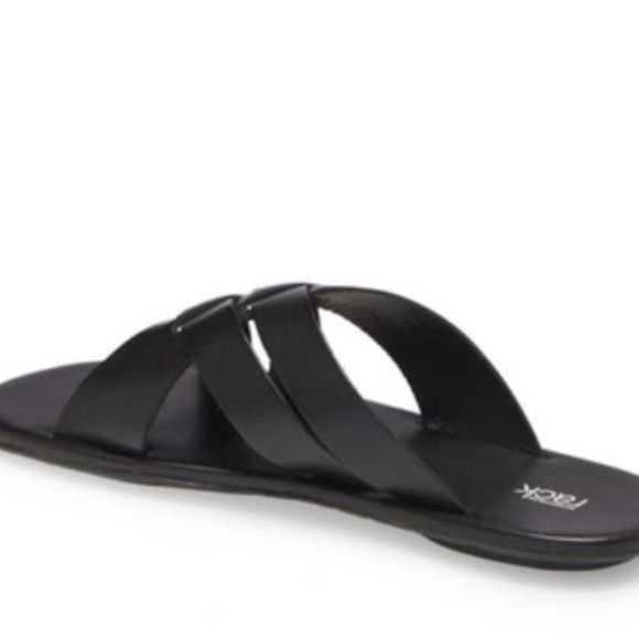 NWOT NORDSTROM Porter Cross‎ Strap Slide Genuine Leather Sandal In Black (10) - Picture 3 of 13